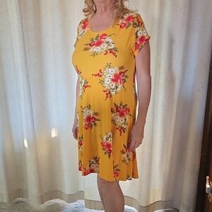 Bobbie Brooks Yellow Floral Midi Dress